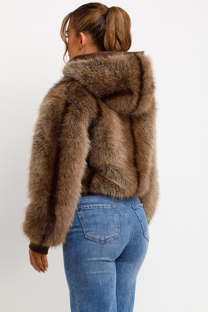 Zariah | Women’s faux fur bomber jacket with hood
