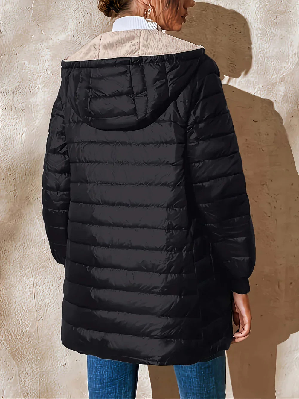 Aaleah  | Women’s quilted mid-length hooded jacket